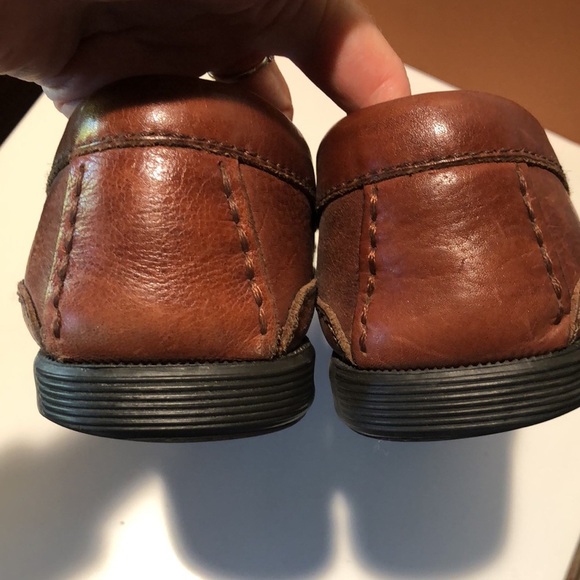 Mantovani Mens leather slip on moccasin or driving shoe cognac pebbled 13M